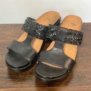 Nurture black, leather mule, 3” heel size 7